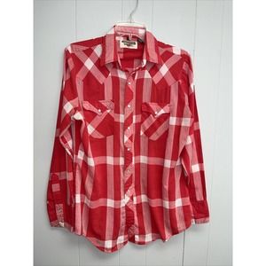 YOUNGBLOODS Authentic Western Men's‎ Red Plaid Pearl Snap LS Shirt Medium